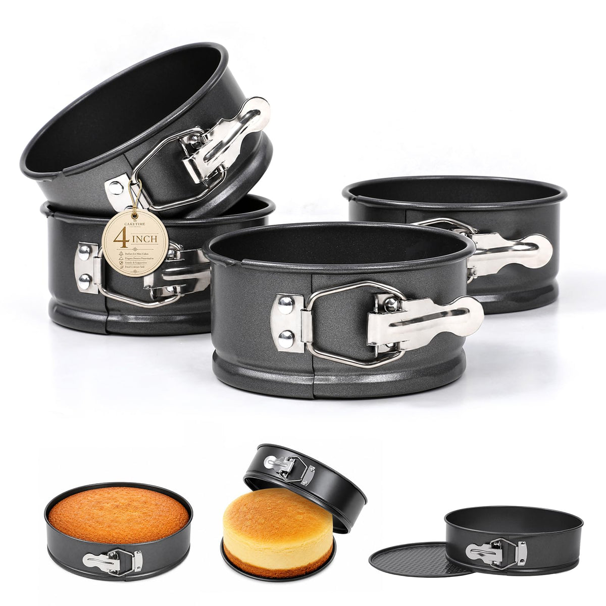CAKETIME 7" Springform Pan with Removable Bottom, Leakproof Cheesecake Pan
