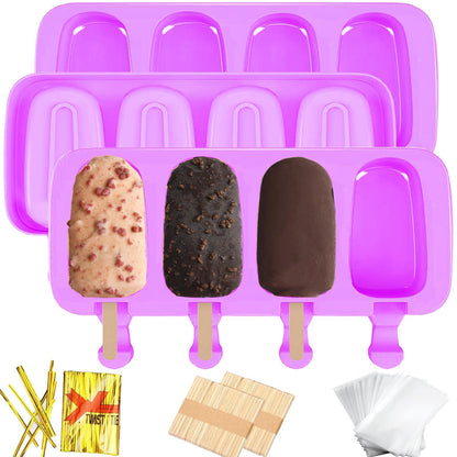 3pcs Cakesicle Mold,Popsicle Molds Silicone Cake Pop Mold(Pink)