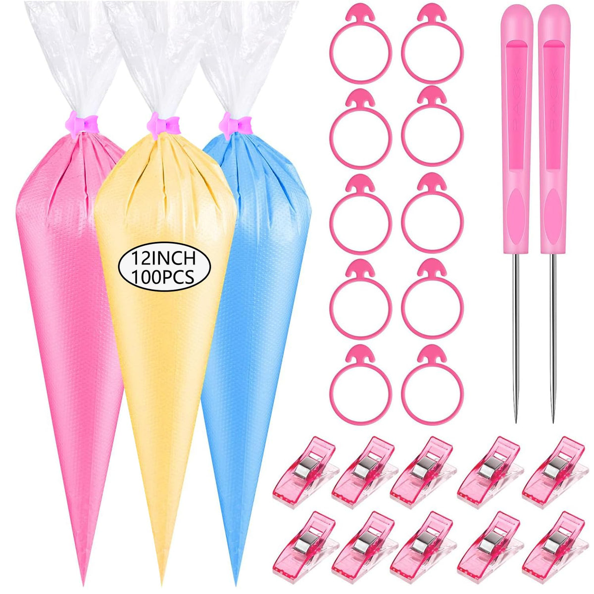 Piping Bags Disposable Pastry Bags 12 Inch 100PCS Thicken and Non-Slip Icing Bags Tipless Frosting Piping Bag for Cake, Cream Frosting and Cookie Decoration Supplies