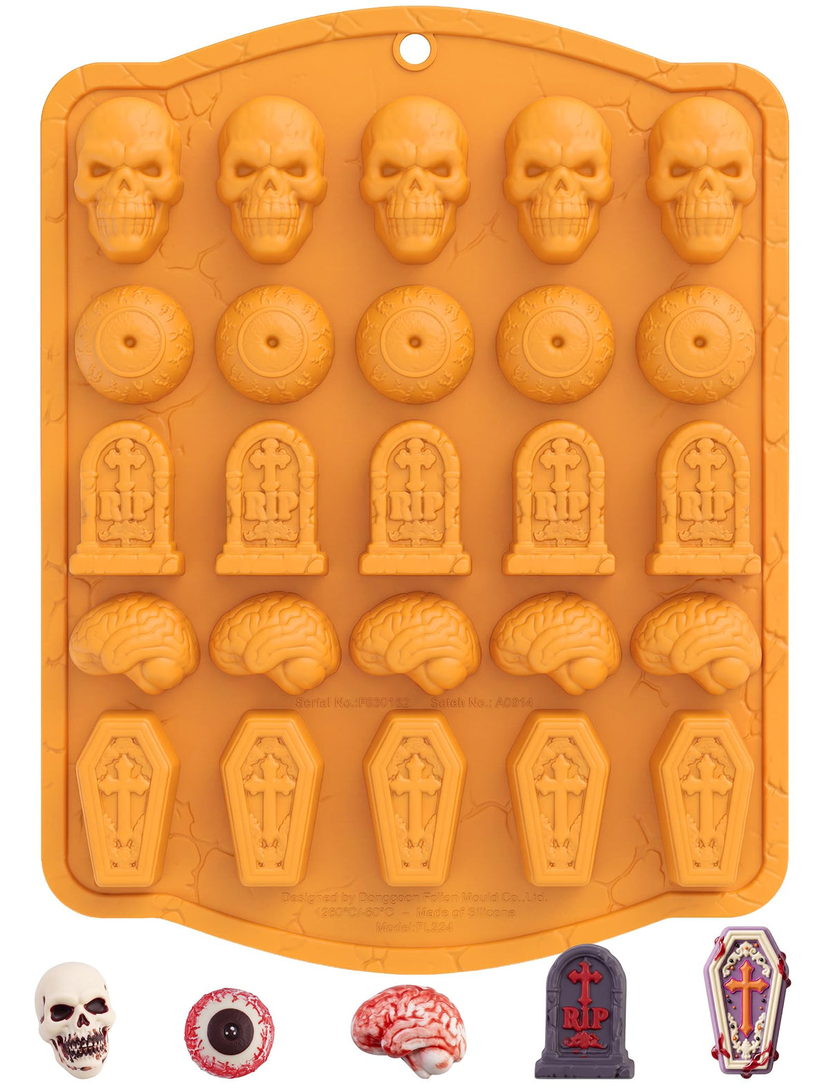 NiHome 20 Cavities Silicone Skull Mold for Baking Chocolates Making, Black