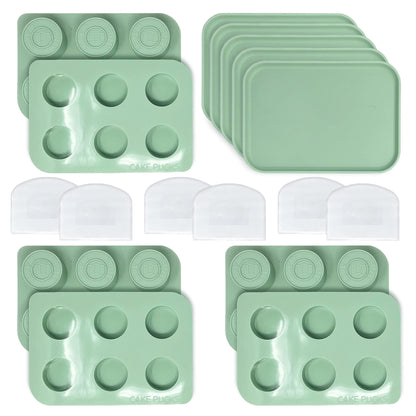 Benty Cakes – The Original Cake Puck Mold Set – Better than a Cake Pop! Make Chocolate Covered Desserts – BPA Free Silicone – Includes 1 Mold Set, 1 Plastic Tray and 1 Scraper – Green