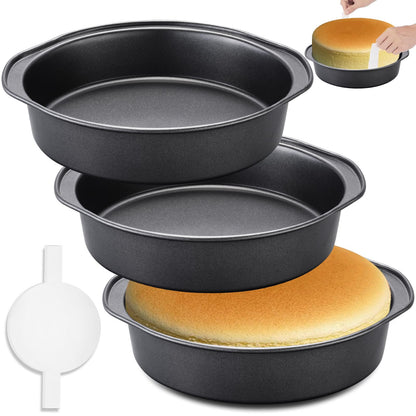 8 Inch Cake Pan - 3PCS Carbon Steel Round Cake Pans with 100 Pieces Parchment Paper, Non-stick & Easy Demolding, Non-toxic & Healthy