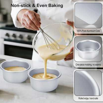 4 Inch Cake Pan Set of 8, Aluminum Mini Cake Pans w/ 100PCS Parchment Paper