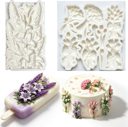 Flower Silicone Molds, 2Pcs Lily Fondant Molds for Cake Decorating