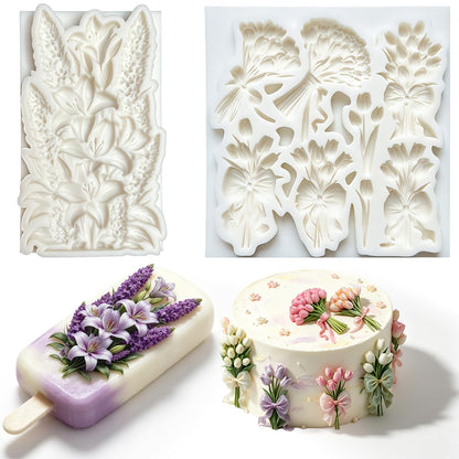 Flower Silicone Molds, 2Pcs Lily Fondant Molds for Cake Decorating