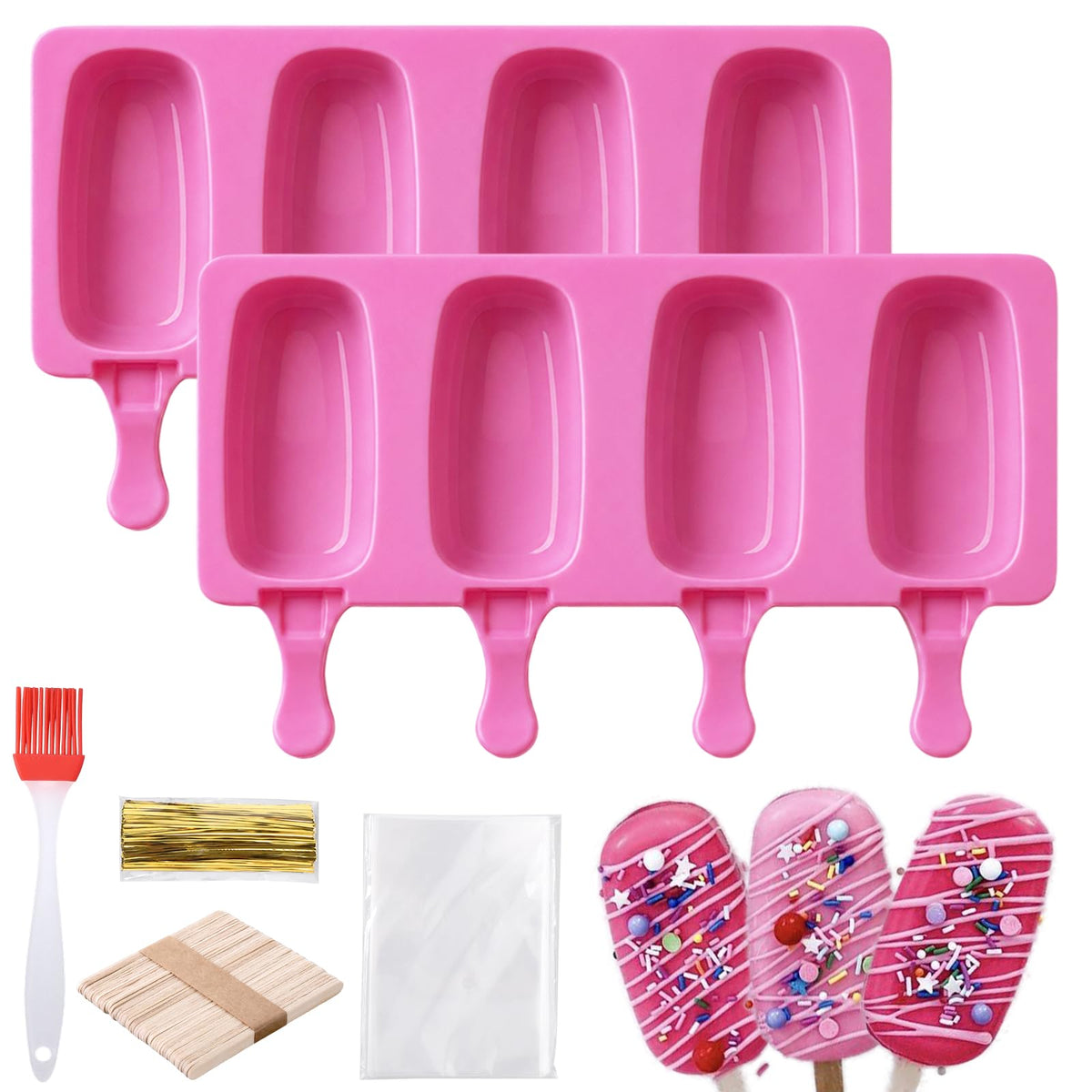 Juome Cake Pop Mold Kit, Large Cakesicle Molds Silicone with Sticks & Bags