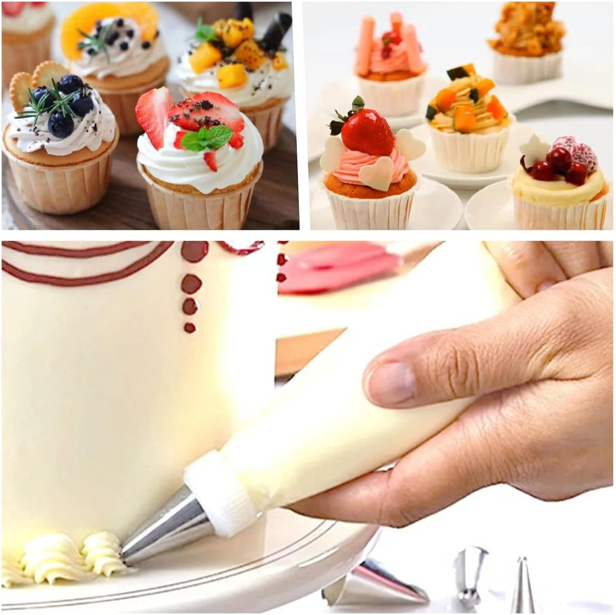 24 Inch Extra Large Piping Bags Disposable, Thickened 100Pcs Disposable Clear Plastic Icing Piping Bags, Food Grade Cake Decorating Bags for Dessert, Pastry, Cookies, Cupcake Decorating
