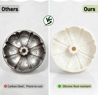 9.5 Inch Silicone Fluted Tube Cake Pan with Stainless Steel Frame