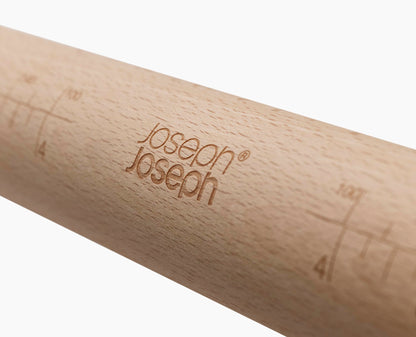 Joseph Joseph PrecisionPin - Rolling Pin with adjustable pastry thickness, Baking and dough rollers, Beech Wood, Pastel Blue