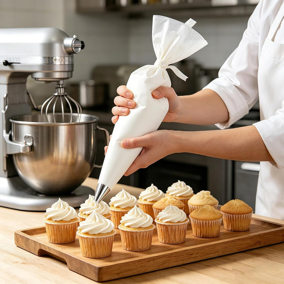 Klmnop 3 Pack Reusable Piping Bags, 18 Inch Cloth Pastry Bags Cake Decorating Bags Icing Piping Bag Hangable Frosting Piping Bags(White)