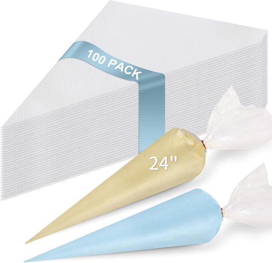 100 Pack 24 Inch Extra Large Piping Bags, Disposable Tipless Icing Bags