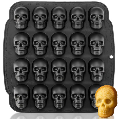 HKNMTT Skull Silicone Baking Pan for Halloween Pizza Cake, 6 Cavities 3D Large Molds, Nonstick Skeleton Head for Soap Ice Tray Oven Safe