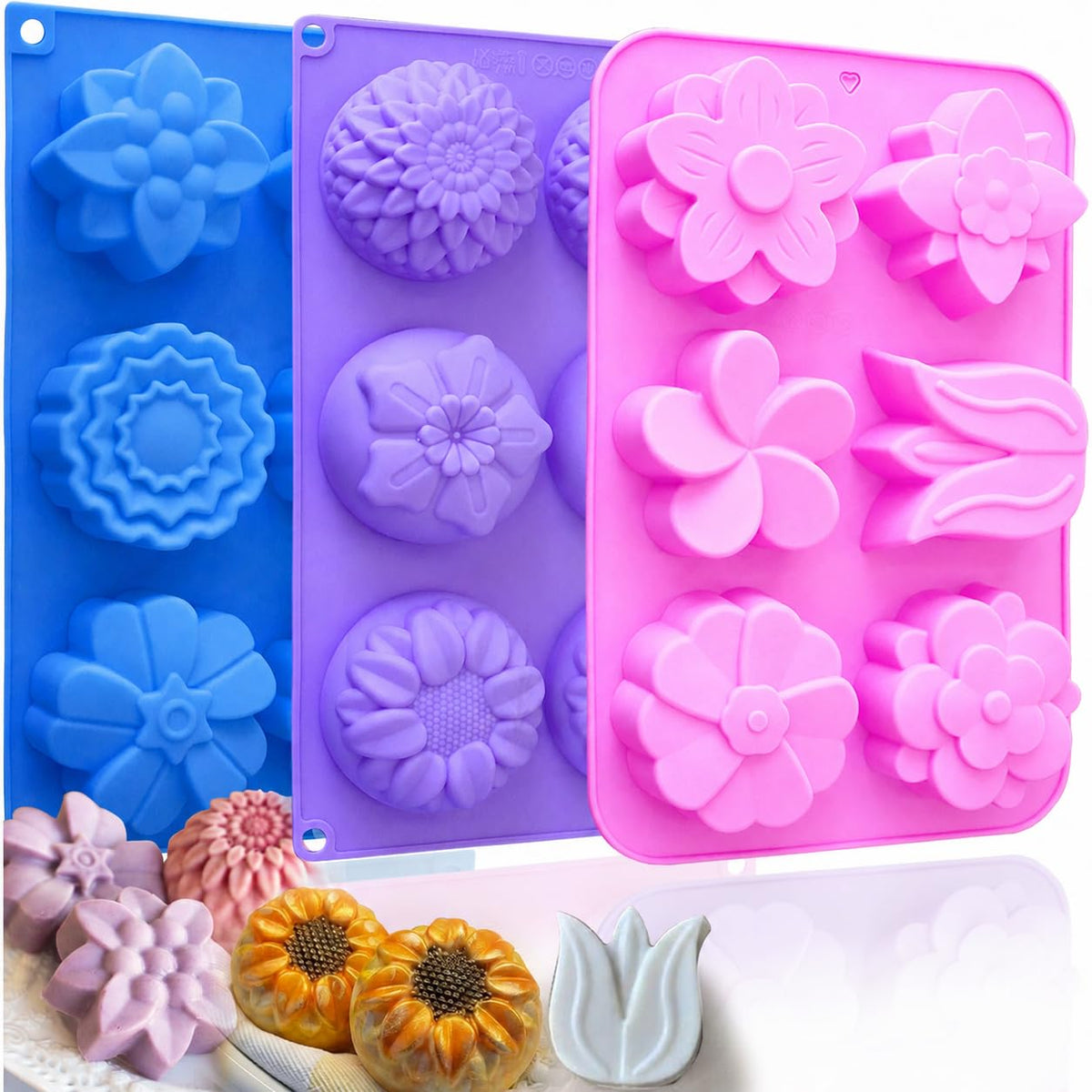 HKNMTT Skull Silicone Baking Pan for Halloween Pizza Cake, 6 Cavities 3D Large Molds, Nonstick Skeleton Head for Soap Ice Tray Oven Safe
