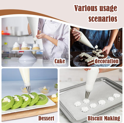9-Piece Reusable Piping Bags and Tips Set with Stainless Steel Nozzles