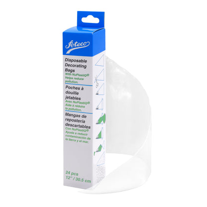 Ateco 4418 Plastic Disposable Piping and Cake Decorating Bags with NuPlastiQ, Pack of 100, Clear