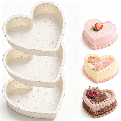 6 8 10 Inch Silicone Heart Shaped Cake Pans for Baking, 3 Pcs