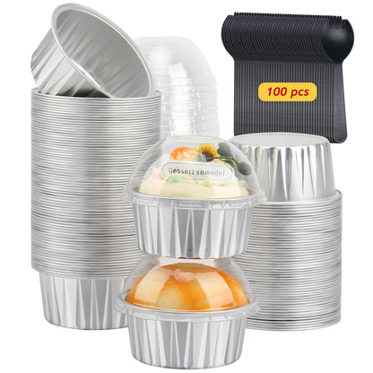 LNYZQUS Mini Loaf Pans with Lids 100 Pack, 6.8oz Small Cake Tins