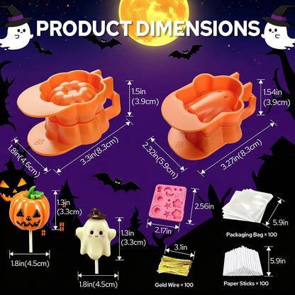 Halloween Cake Pop Mold with Sticks and Wrappers Kit