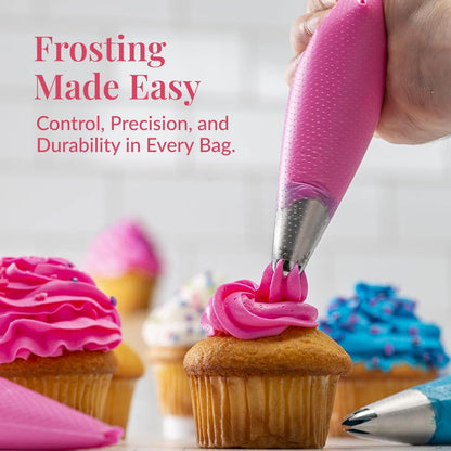 Anti Burst Piping Bags 12 Inch - Prestee Tipless Icing Bags - Durable Frosting Piping Bag Tools - Pastry and Cookie Decorating Supplies