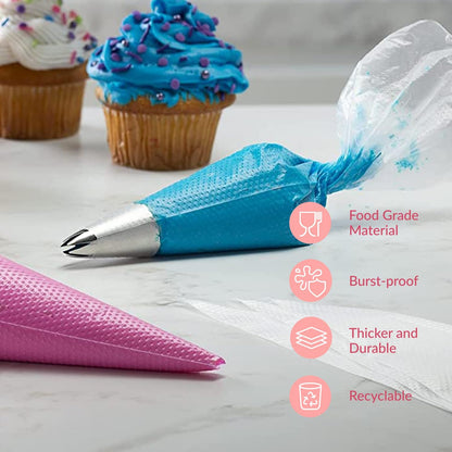 Anti Burst Piping Bags 12 Inch - Prestee Tipless Icing Bags - Durable Frosting Piping Bag Tools - Pastry and Cookie Decorating Supplies
