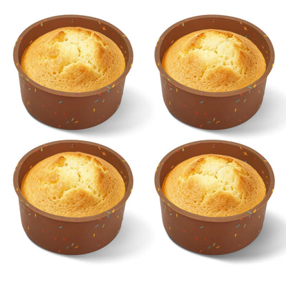4.75 Inch Round Cake Pan, 4 Pcs Silicone Cake Pans for Baking, Nonstick Baking Mold BPA Free Dishwasher Safe, Great for Layer Cake, Cheese Cake, Chocolate Cake