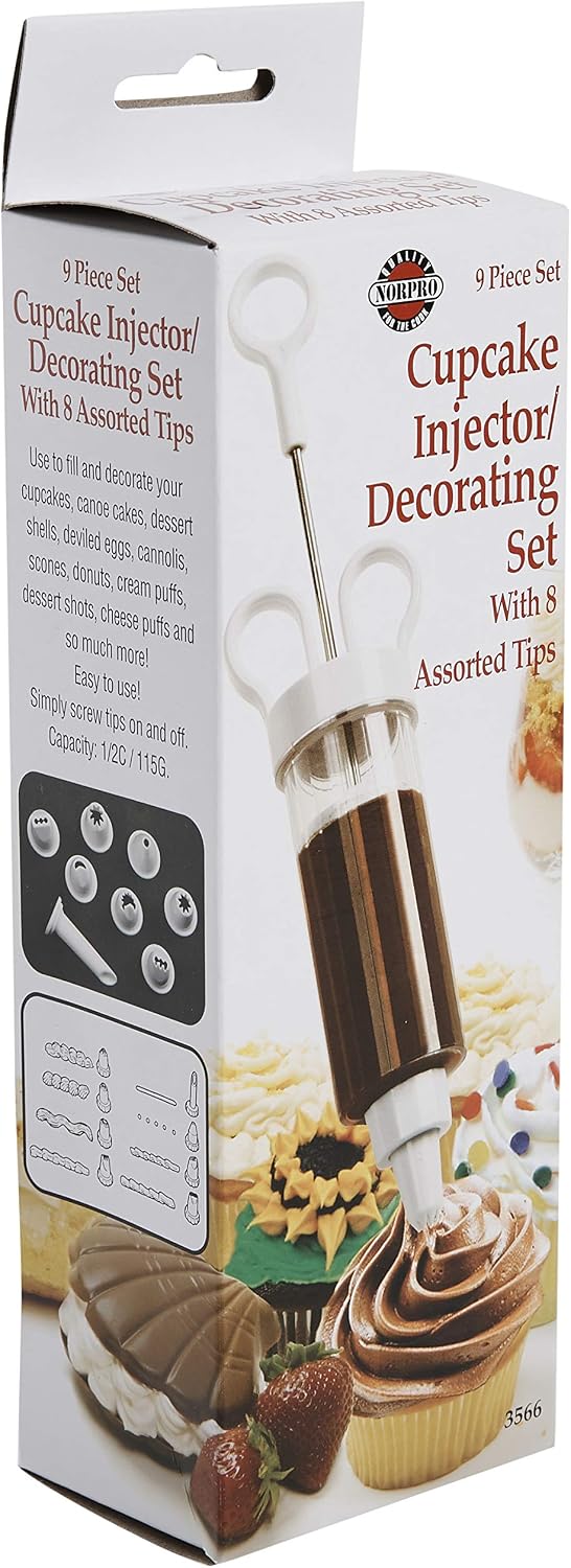 Norpro Cupcake Injector & Decorating Icing Set, 9 Piece Set