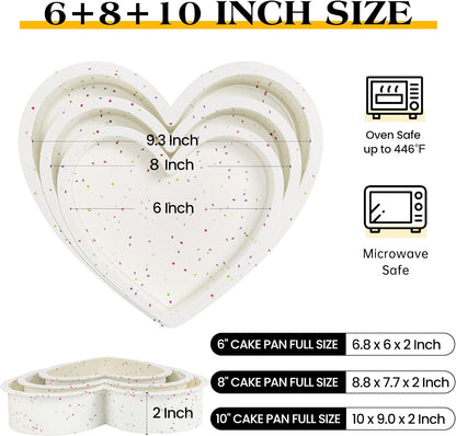 6 8 10 Inch Silicone Heart Shaped Cake Pans for Baking, 3 Pcs
