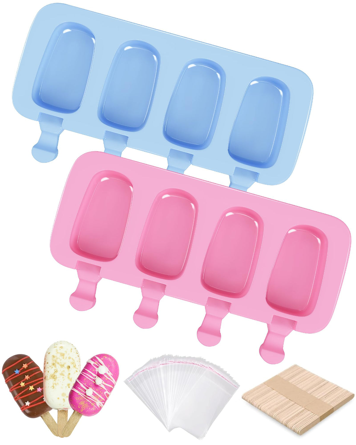 Ouddy Life Popsicle Molds Set of 2, Ice Pop Molds Silicone Cake Pop Mold