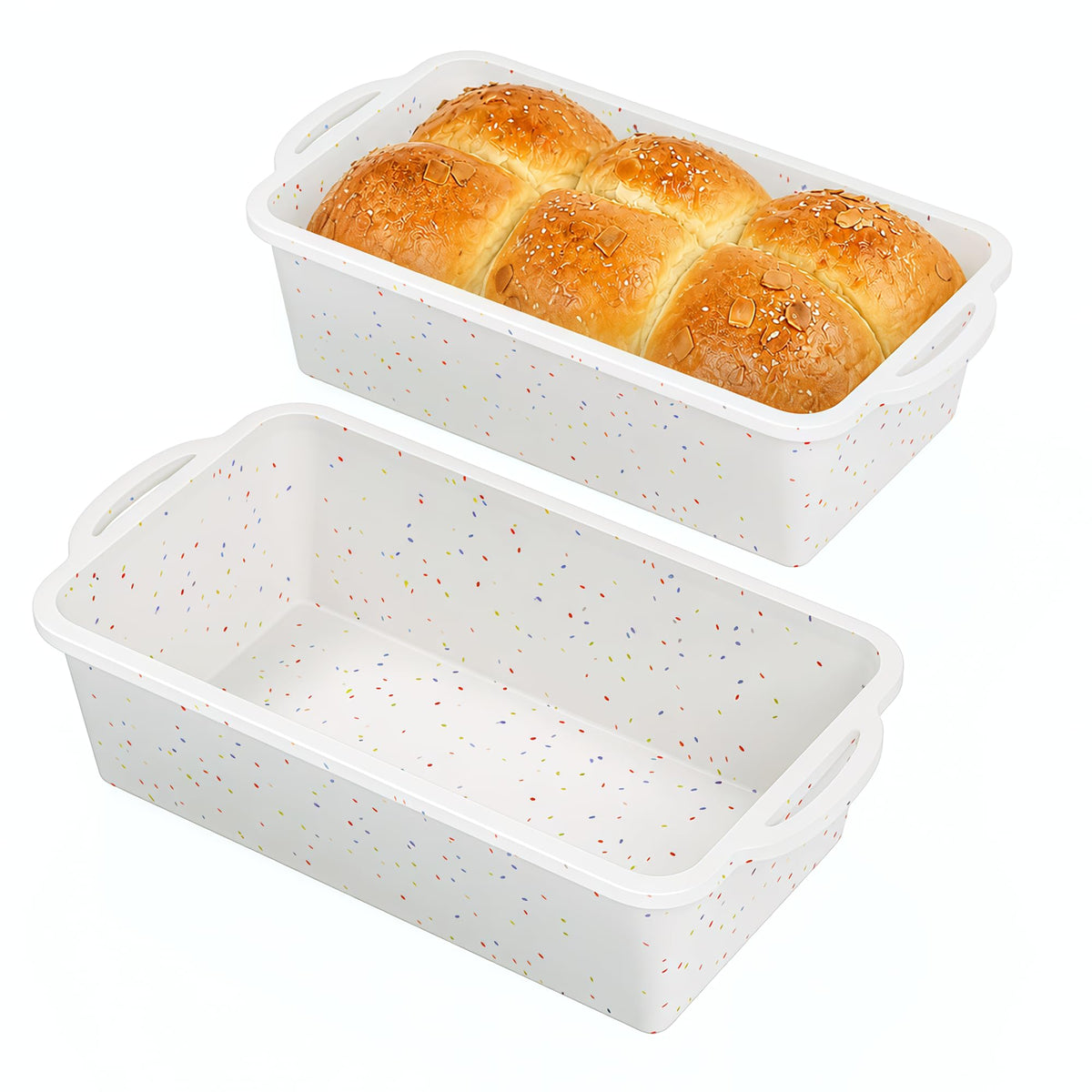 Vinino 2 Pack 8-Cavity Mini Silicone Loaf Pans with Metal-Reinforced Frame
