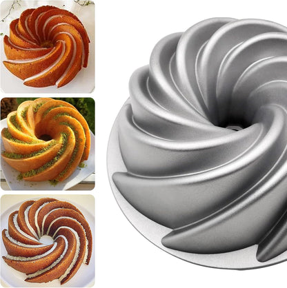 Charlotte Cake Mold, 8 Inch Cake Pan Aluminium Kitchen Accessories Decoration Christmas Wedding Valentine’s 3D Charlotte Cake Pan (Swirl Shape)