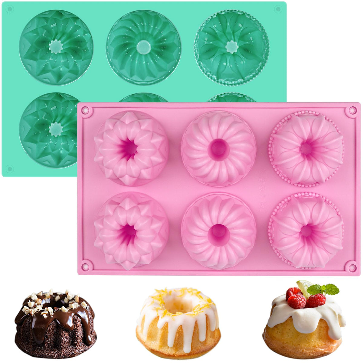 HUAKENER 2 Pcs Silicone Muffin Top Pan for Baking, 4 Inch Round Baking Mold