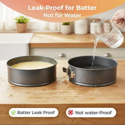 RFAQK 100pcs Cake Pan Sets for Baking + Cake Decorating Supplies: 3 Non-Stick Springform Pans Set (4, 7, 9 inches), Icing Tips, Cake Leveler – Multi-functional Leak-Proof CheeseCake Pan & eBook