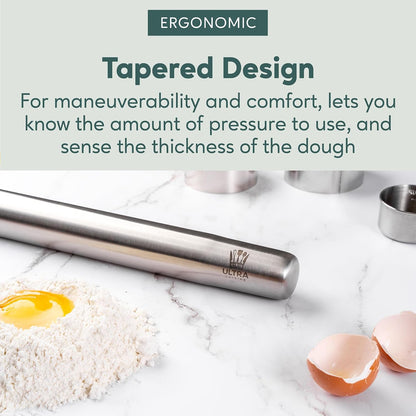 Ultra Cuisine French Rolling Pin for Baking –15.75-inch Large Roller Pin