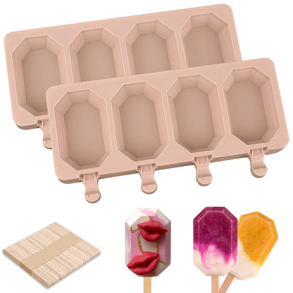 WMKGG Popsicle Silicone Molds Set, 2 PCS Ice Cream Mold(Standard Size/Pink)