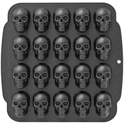 6 Cavities Large Skull Cake Pan Silicone Mold - 3D Skull Ice Cube Mold, Halloween Silicone Molds Bpa Free for Chocolate, Jelly, Wax Melt, Ice Cubes, Gelatin and Resin
