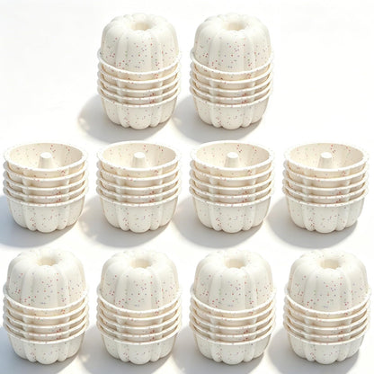 4 Inch Individual Silicone Mini Flan Molds for Baking (25 Pcs,Cream)