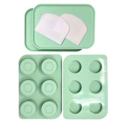 Benty Cakes – The Original Cake Puck Mold Set – Better than a Cake Pop! Make Chocolate Covered Desserts – BPA Free Silicone – Includes 1 Mold Set, 1 Plastic Tray and 1 Scraper – Green
