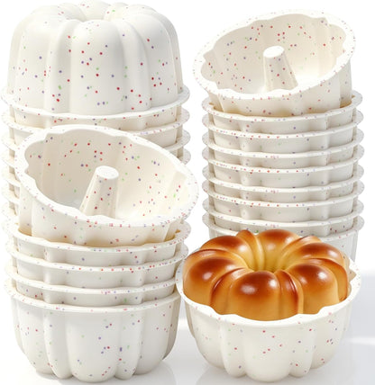4 Inch Individual Silicone Mini Flan Molds for Baking (25 Pcs,Cream)