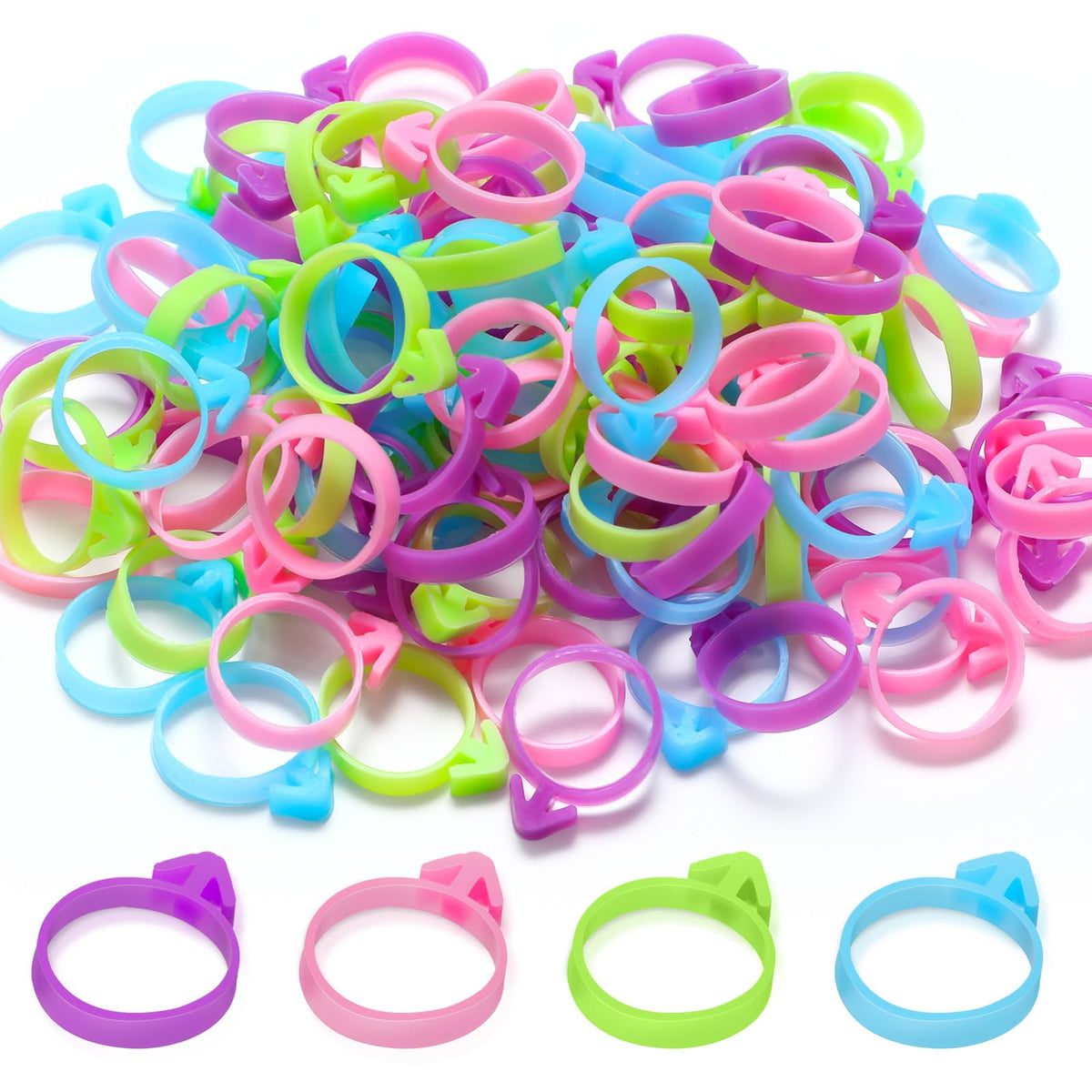 Patelai 120 Pcs Icing Bag Ties Silicone Piping Bag Ties,Rosy, Blue, Purple