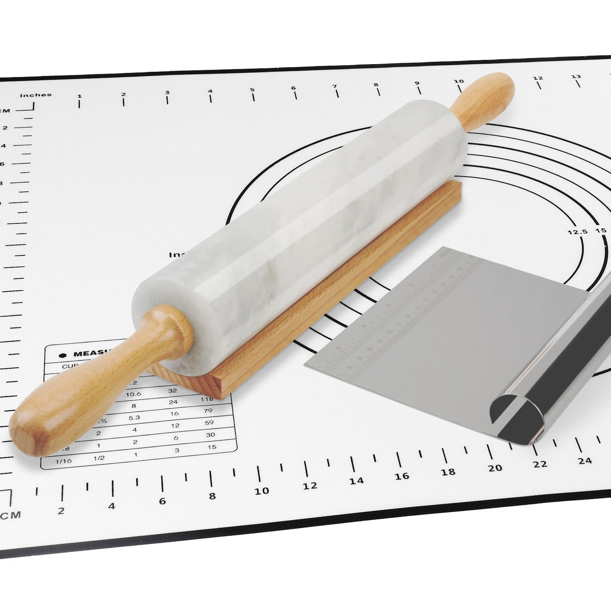 Koville Marble Rolling Pin, Non-Stick African Stone Polished Dough Roller, Pasta, Dumpling, Ravioli, Fondant, Pie Crust, Kitchen Baking Pastry Tools