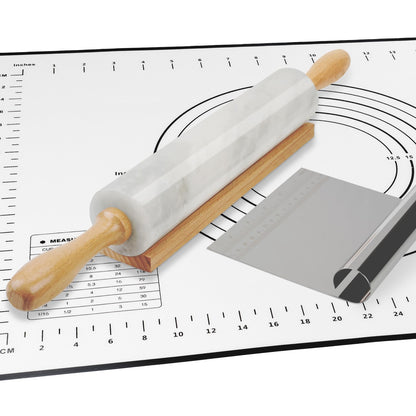 Koville Marble Rolling Pin, Non-Stick African Stone Polished Dough Roller, Pasta, Dumpling, Ravioli, Fondant, Pie Crust, Kitchen Baking Pastry Tools