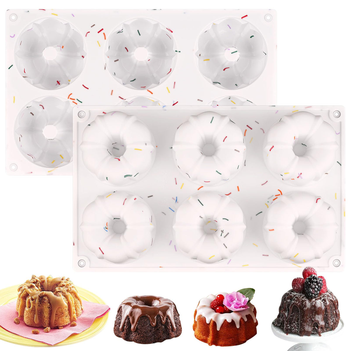 HUAKENER 2 Pcs Silicone Muffin Top Pan for Baking, 4 Inch Round Baking Mold