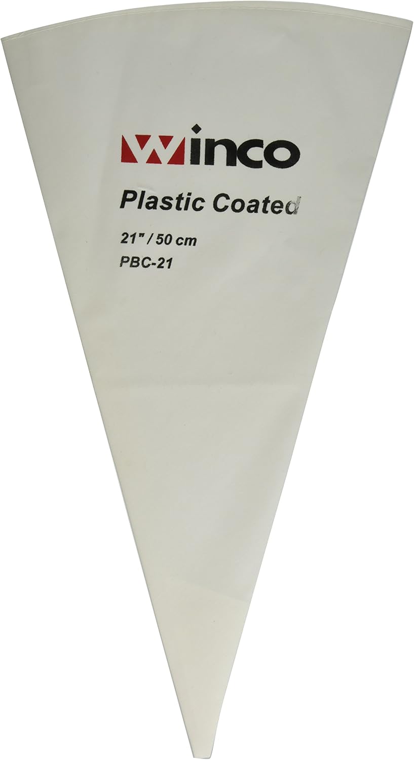 Winco Pastry Bag Cotton with Plastic Coating, 21-Inch,White,Medium