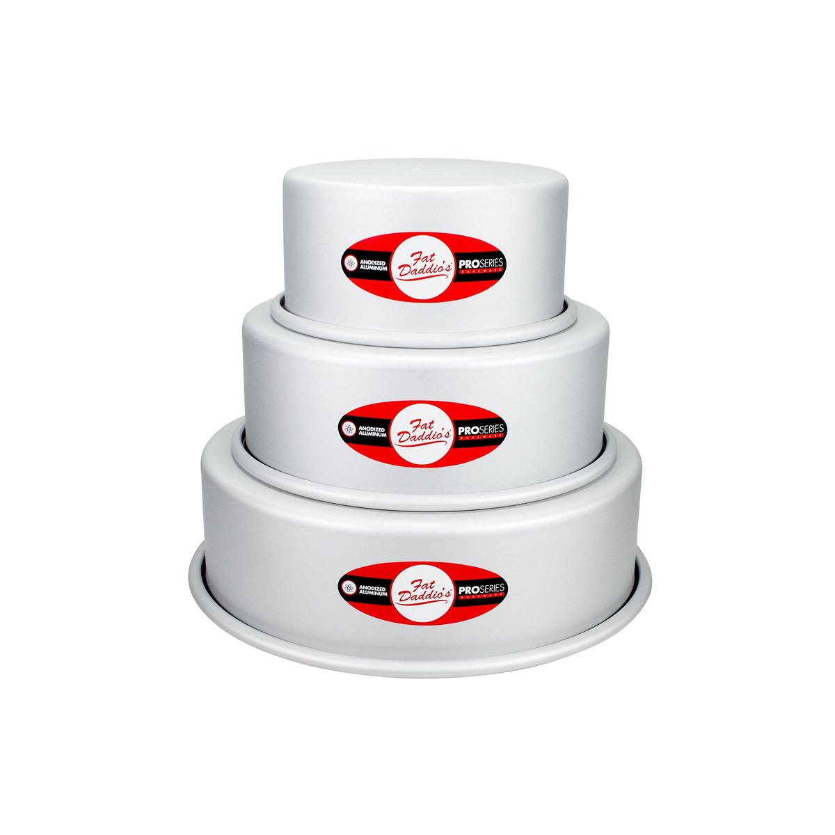 Fat Daddio's PRD-83SET Anodized Aluminum Round Cake Pans, 2 Piece Set, 8 x 3 Inch