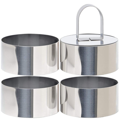 HULISEN 3” Round Cake Ring Mold, Stainless Steel Cooking Crumpet Rings