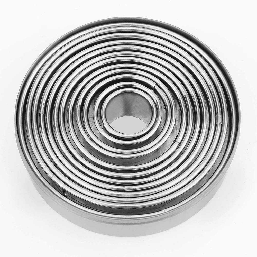 Bukuwa 12 Pcs Round Cookie Biscuit Cutter Set, Graduated Circle Cutters