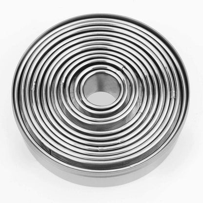 Bukuwa 12 Pcs Round Cookie Biscuit Cutter Set, Graduated Circle Cutters