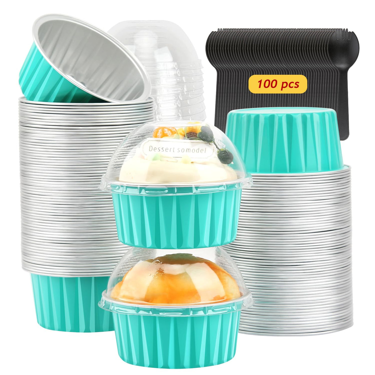 LNYZQUS Mini Loaf Pans with Lids 100 Pack, 6.8oz Small Cake Tins
