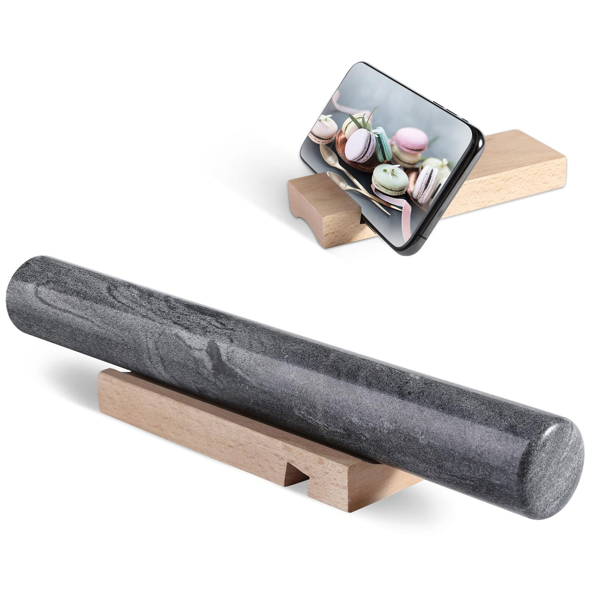 Koville Marble Rolling Pin, Non-Stick Stone Dough Roller, Rolling Pin for Baking,Pasta, Dumpling, Ravioli, Fondant,Pie Crust, Kitchen Baking Pastry Tools