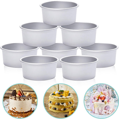Round Cake Pan Set of 3 (6 x 3 inch/8 x 3 inch/10 x 3 inch), Aluminum Baking Pans for Layer Cakes, Heavy Duty Non-Stick, Evenly Baking Tools for Home Kitchen, Birthday Wedding Anniversary